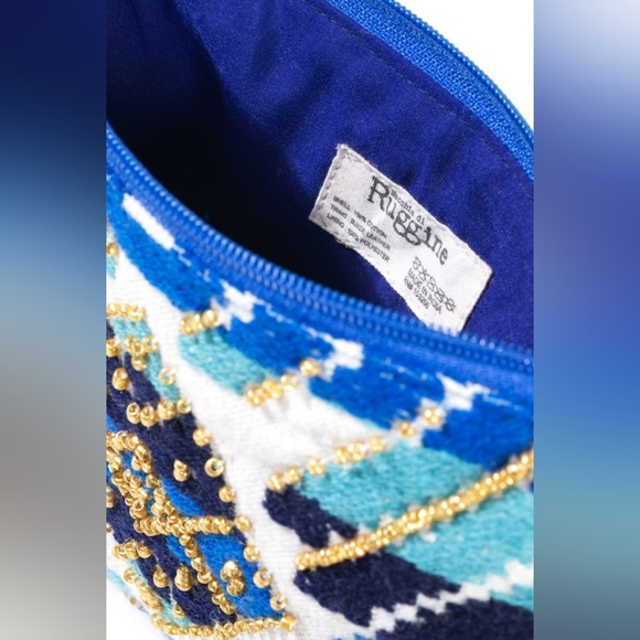 Handmade Hand Beaded Wristlet Clutch - Ethnic Inspired Design - Dyed Fine Cotton - Picture 6 of 7